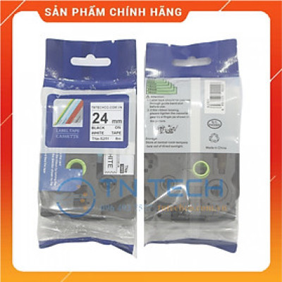 Nhãn In TNE-S251 - Đen nền trắng 24mm x 8m - Dùng cho máy in BROTHER - AIMO - PUTY [Hàng nhập khẩu]