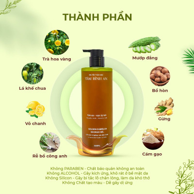 Sữa tắm Tâm Bình An sản phẩm chăm sóc da chiết xuất từ nguyên liệu thiên nhiên 500ml