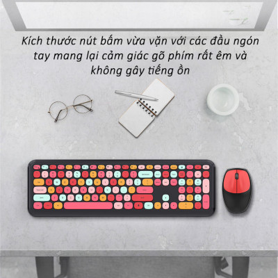 Combo bàn phím chuột không dây MOFII 666 thiết kế hiện đại đa dạng màu sắc kết nối bằng chip USB 2.4GHz - HÀNG CHÍNH HÃNG 
