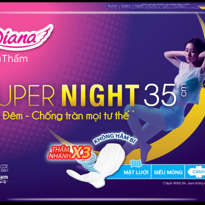 Combo 6 Băng Vệ Sinh Diana Super Night 35cm (Gói 3 Miếng)