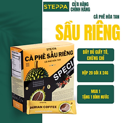 STEPPACAFE-Cà phê hòa tan SẦU RIÊNG 4in1 (Hộp 20 gói x 24g)
