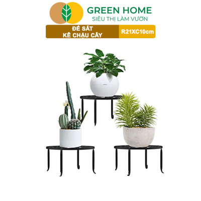 Đế Kê Chậu Cây Greenhome, R21xc10cm, Bằng Sắt Sơn Tĩnh Điện, Màu Đen, Uốn Mỹ Nghệ, Bền, Đẹp, Nhiều Hình Dạng Lựa Chọn