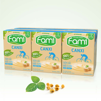 Thùng sữa đậu nành Vinasoy Fami Canxi Nguyên vị (200ml x 36 hộp