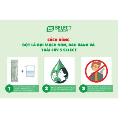 Bột lá đại mạch non, rau xanh và trái cây S Select Nhật Bản ( hộp 60 gói)