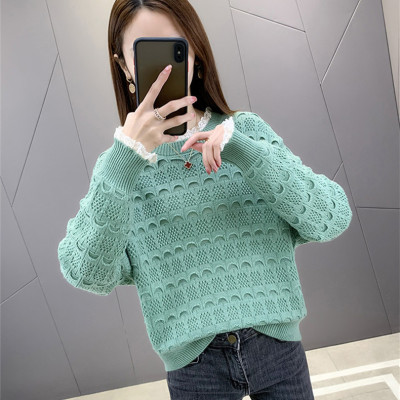 Áo Len Kiểu Nữ Cổ Tròn Ren Dài Tay Phong Cách Hàn Quốc Mẫu Mới Thu Đông Haint Boutique HB27