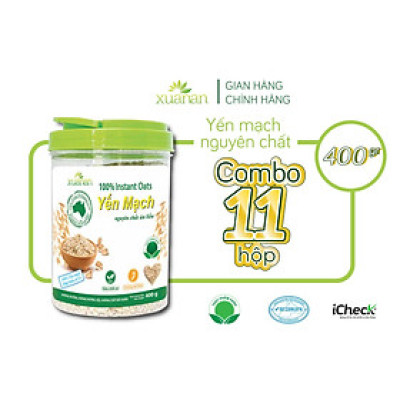 Combo 11 Hộp Yến Mạch Nguyên Chất Ăn Liền Xuân An [ko đường] Hộp 400G(Tặng Kèm 11 Túi Yến Mạch 150G)