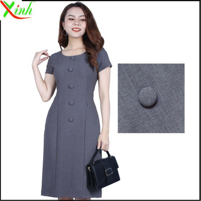 Đầm Suông Xám Tiêu Phối Nút Sang Trọng DL508