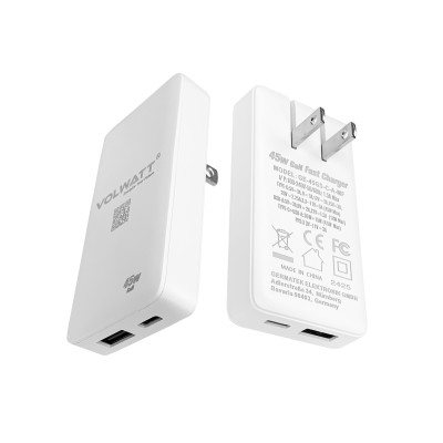 Củ sạc nhanh siêu mỏng Volwatt GE-45GS-C-A-MF 45W GaN Fast Charger  - Hàng Chính Hãng Full box