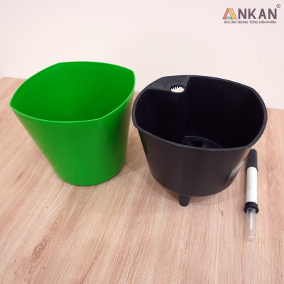 Chậu Tự Hút Nước ANKAN, Trồng Cây Nội Thất Để Bàn, Tự Tưới Thẩm Thấu, Có Phao Báo Nước, Nhựa Cao Cấp