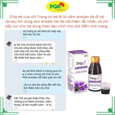 Siro Amidan PQA Giúp Bổ Phế Hỗ Trợ Giảm Ho Giảm Sưng Đau Do Viêm Họng Hộp 125ml