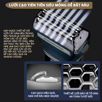 Máy cạo râu đa năng 3IN1 Kemei KM-6541 có thể cạo râu, cắt tóc, tỉa lông mũi - Chính hãng