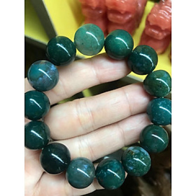 VÒNG TAY PHONG THUỶ ĐÁ CASIDON SIZE 14ly MÀU XANH ĐẬM NHẠT NAM Mệnh THUỶ MỘC HOẢ ĐÁ TỰ NHIÊN 