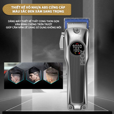 Tông đơ cắt tóc chuyên nghiệp Kemei KM-1699 lưỡi cắt mạ carbon công suất 8W tốc độ cắt 9000RPM - Hàng chính hãng