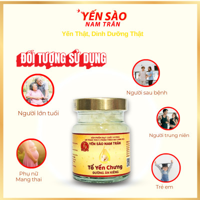 [Combo 2 Hộp ] Yến Chưng Đường Ăn Kiêng NAM TRÂN 7 gram Tổ Yến Tươi, cung cấp dinh dưỡng. Hộp ( 6 lọ x 70 ml )