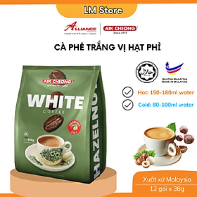 Cà Phê Trắng Hạt Phỉ 4 Trong 1 Aik Cheong (15 Gói x 40g)
