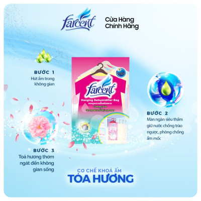 Túi hút ẩm khử mùi, chống mốc có móc treo chính hãng Farcent - Hương hoa Oải Hương