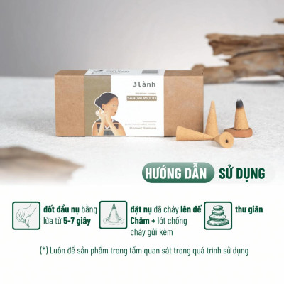 Nụ Thủ Công Đàn Hương 3 Lành Hộp 20 Nụ 100 % Tự Nhiên Tặng Kèm Đế Chăm, Không Hóa Chất, Xông Thơm