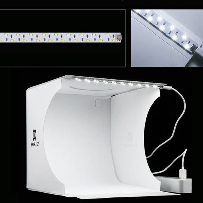 Hộp chụp sản phẩm mini gấp gọn, tích hợp đèn led cao cấp Puluz PU5021 (tặng 06 phông nền), hàng chính hãng
