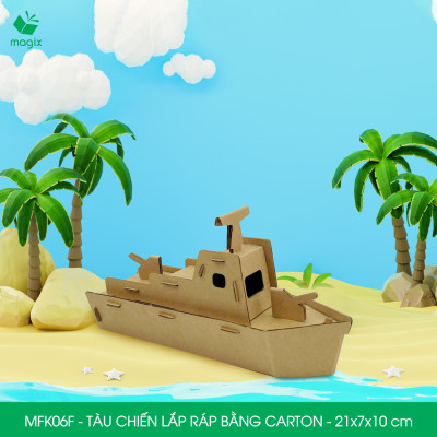 MFK06F - Tàu chiến carton - 21x7x10 cm - Đồ chơi lắp ráp mô hình từ bìa carton cứng cao cấp