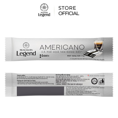 Cà Phê Trung Nguyên Legend Americano – Hộp 15 Gói – Hòa Tan Nhẹ Nhàng, Hậu Vị Ngọt