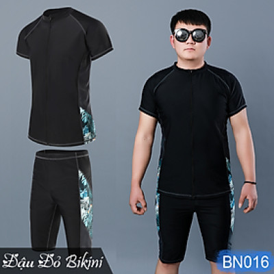 Bộ bơi nam khóa kéo size lớn, quần áo bơi bigsize cho nam giới, chất thun bơi lạnh Hàn dầy dặn, dáng thể thao mạnh mẽ | BN016