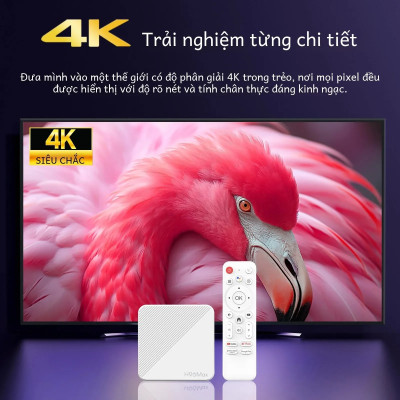 Android Tivi box H96 Max điều khiển bằng giọng nói tiếng Việt có bluetooth , wifi 2 băng tần 2.4G và 5G cài sẵn bộ ứng dụng giải trí truyền hình cáp ,Phim HD miễn phí vĩnh viễn RAM 2GB ROM 8GB- Hàng Nhập Khẩu