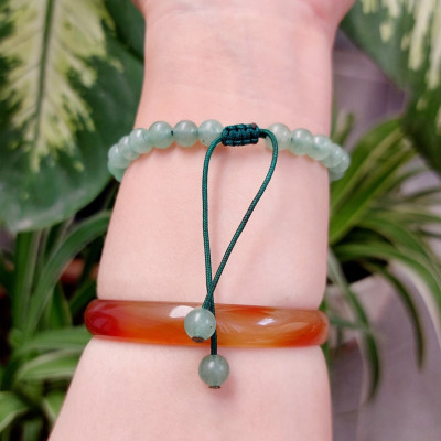 Vòng chuỗi mân côi đá thạch anh xanh thiên nhiên 