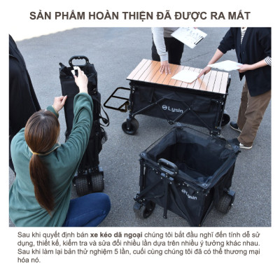 Xe kéo dã ngoại, ngoài trời, du lịch, cắm trại, picnic, đa năng bánh xe rộng có khóa cố định dung thích 230l gấp gọn