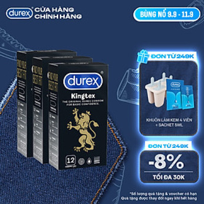Bộ Bao Cao Su Durex Kingtex 3 Hộp 12 Bao