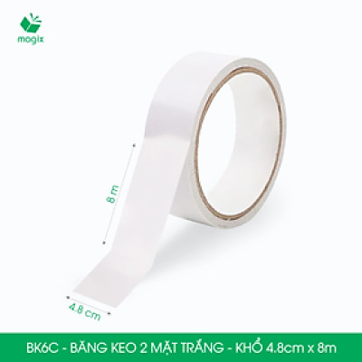 BK6C - 6 cuộn băng keo 2 mặt siêu dính - Khổ 4.8cm x 8m - Băng dính 2 mặt, băng keo hai mặt