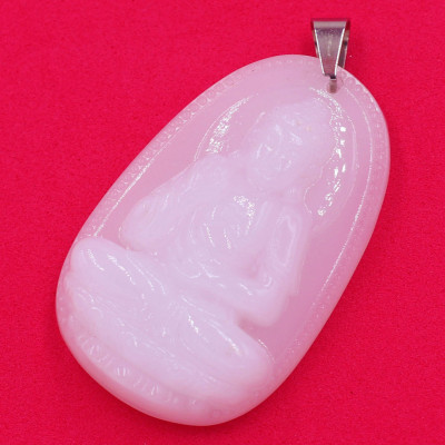 Mặt Phật A Di Đà thạch anh trắng 4.3cm - Phật bản mệnh tuổi Tuất, Hợi