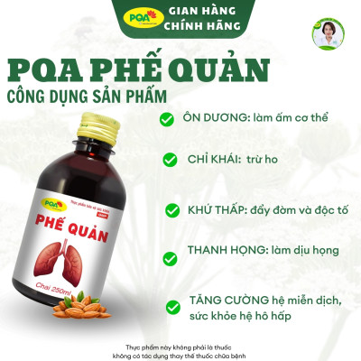 Siro Phế Quản PQA Thành Phần Từ Thiên Nhiên Giúp Bổ Phế, Ho Hộp 250ml