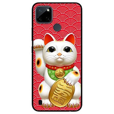 Ốp lưng dành cho Realme C21Y - C25Y mẫu Mèo May Mắn Nền Đỏ 1