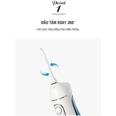 Máy Tăm Nước Không Dây LocknLock Cordless Oral Irrigator màu xanh ENR156BLU, Hàng chính hãng, 4 chế độ làm sạch- JoyMall
