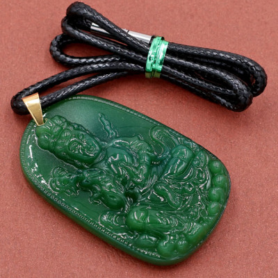 Dây chuyền mặt Quan Âm Bồ Tát - thạch anh xanh 5.7cm DEQAXL2