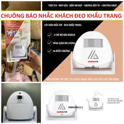 Chuông báo khách nhắc nhở khách đeo khẩu trang và rửa tay sát khuẩn loại tốt