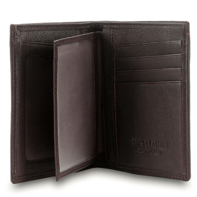 HJ2140 - Bóp nam Huy Hoàng kiểu đứng sọc ngang màu nâu