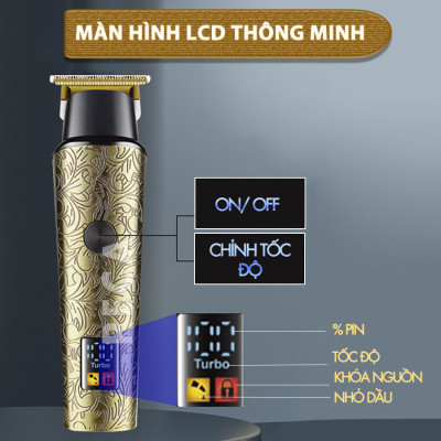 Tông đơ chấn viền Kemei KM-2185 điều chỉnh 2 mức tốc độ, công suất mạnh màn hình LCD tiện lợi - Hàng chính hãng