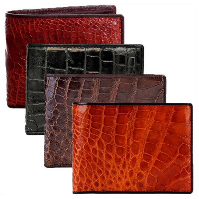 HT2219-20-21-45 - Bóp nam Huy Hoàng da cá sấu ngăn sau màu đen, nâu đất, vàng bò, nâu đỏ