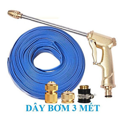 Bộ dây vòi xịt nước rửa xe,tưới cây, tăng áp 3 lần,loại 3m,5m 206701-3 đầu đồng,cút,nối đồng+tặng túi đựng bút 