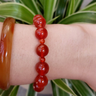 Vòng tay chuỗi mân côi thời trang đá mã não đỏ cao cấp ATMC01