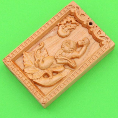 Mặt gỗ ngọc am - 12 con giáp - khắc hình tuổi Thân MGCG7