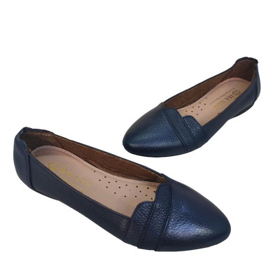 Giày Nữ Búp Bê Đế Bệt Da Bò Thật TiTi ĐÔ Cao Cấp 4cm GBB2062d