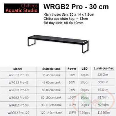 Đèn led Chihiros WRGB 2 Pro 30, 45, 60, 80, 90, 120 cm wrgb2 quang phổ trồng cây bể thủy sinh cá tép