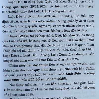 Luật Đầu Tư Công Năm 2024 ( Sửa Đổi, Bổ Sung Năm 2025)