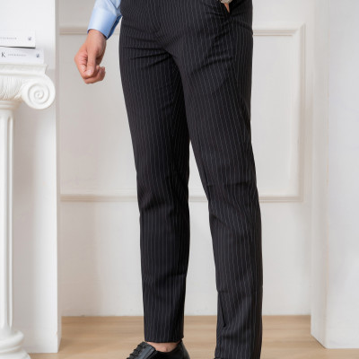 Quần Âu Nam Aligro Màu Xanh Kẻ Sọc Vàng Nhỏ Chất Liệu Cao Cấp, Chuẩn Form Slimfit, Tôn Dáng ALGO1047