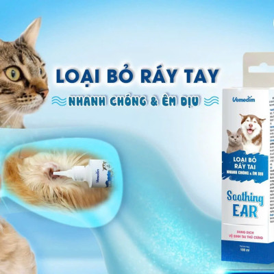 Vemedim Soothing Ear Nước Vệ Sinh Tai, Khử Mùi Hôi Tai cho Chó Meo - Chai 100ml