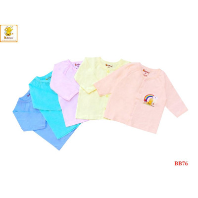 Sơ sinh - Áo sơ sinh màu ráp lăng cài nút giữa BABIBOO - BB76