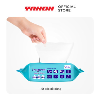 Combo Khăn Ướt Cồn LET-GREEN 90 Miếng/Bao