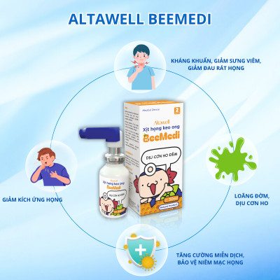 Xịt Họng Keo Ong Altawell BeeMedi, Giảm Ho Rát Họng, Loãng Đờm Cho Trẻ Từ 6 Tháng Tuổi